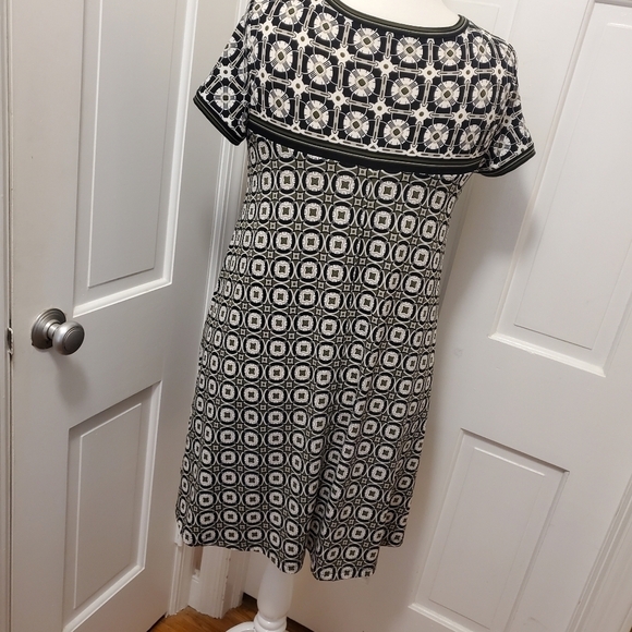 Max Studio Black & White Geometric Jersey Knit Dress Size Large - Picture 6 of 10